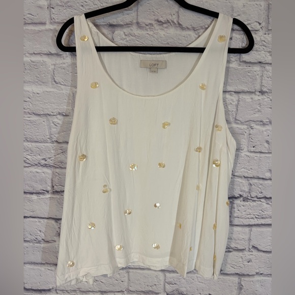 LOFT Tops - LOFT Ivory Sequin Beaded Embellished Sleeveless Tank Top Blouse Size XXL